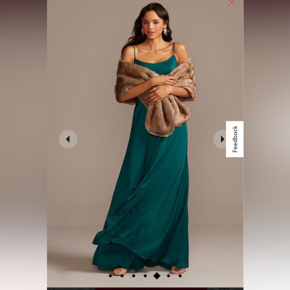 crepe-back satin spaghetti strap bridesmaid dress In Gem